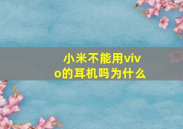 小米不能用vivo的耳机吗为什么