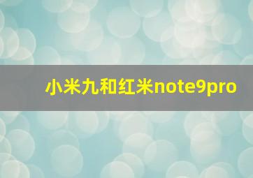 小米九和红米note9pro