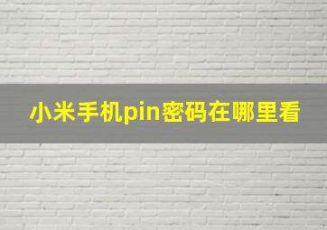 小米手机pin密码在哪里看