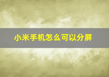 小米手机怎么可以分屏