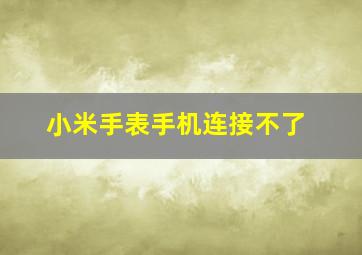 小米手表手机连接不了