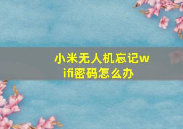 小米无人机忘记wifi密码怎么办