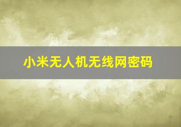 小米无人机无线网密码