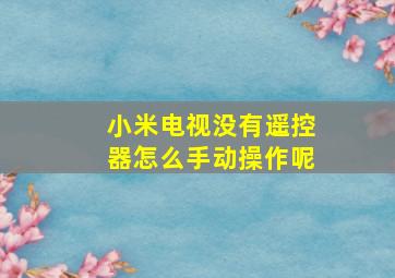 小米电视没有遥控器怎么手动操作呢