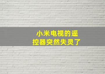 小米电视的遥控器突然失灵了