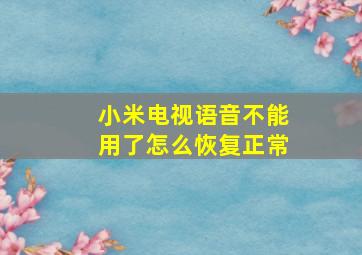 小米电视语音不能用了怎么恢复正常