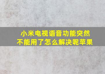 小米电视语音功能突然不能用了怎么解决呢苹果