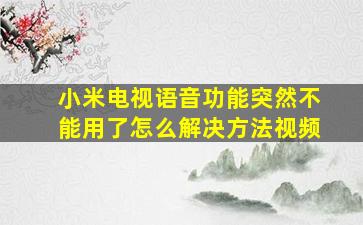 小米电视语音功能突然不能用了怎么解决方法视频