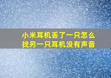 小米耳机丢了一只怎么找另一只耳机没有声音