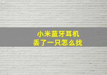 小米蓝牙耳机丢了一只怎么找