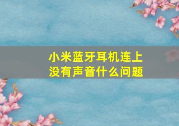 小米蓝牙耳机连上没有声音什么问题