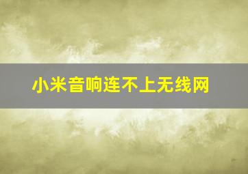 小米音响连不上无线网