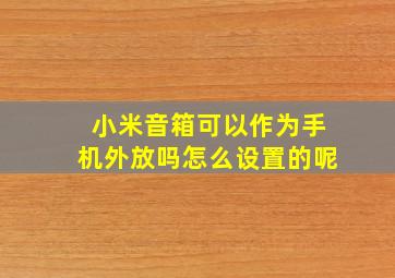 小米音箱可以作为手机外放吗怎么设置的呢