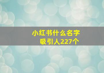 小红书什么名字吸引人227个