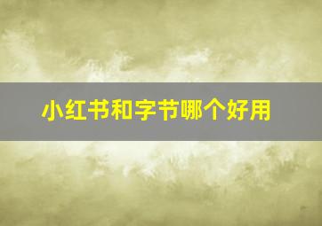 小红书和字节哪个好用