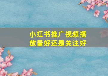 小红书推广视频播放量好还是关注好