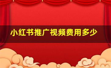 小红书推广视频费用多少