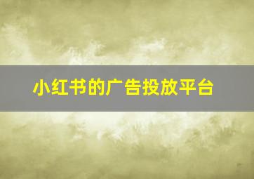 小红书的广告投放平台