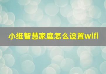 小维智慧家庭怎么设置wifi