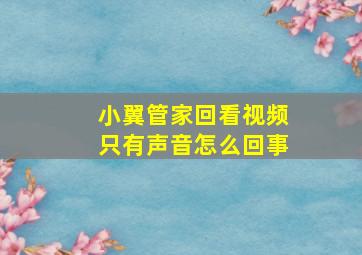 小翼管家回看视频只有声音怎么回事