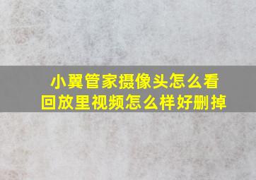 小翼管家摄像头怎么看回放里视频怎么样好删掉