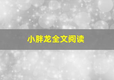 小胖龙全文阅读