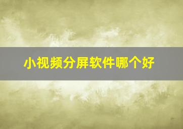 小视频分屏软件哪个好