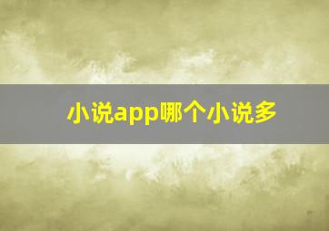 小说app哪个小说多