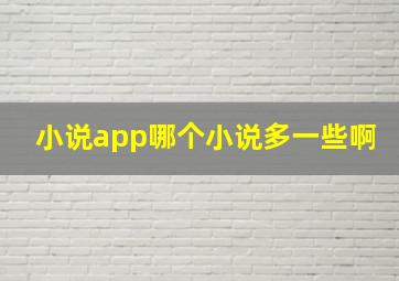 小说app哪个小说多一些啊