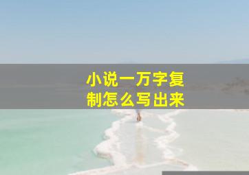 小说一万字复制怎么写出来