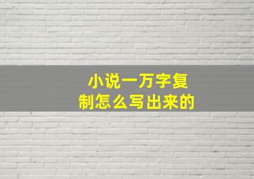 小说一万字复制怎么写出来的