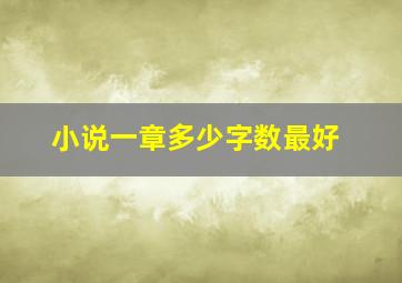 小说一章多少字数最好