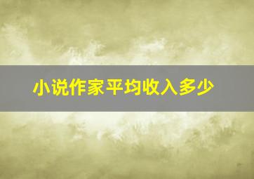 小说作家平均收入多少