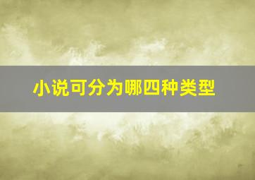 小说可分为哪四种类型