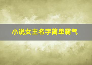 小说女主名字简单霸气