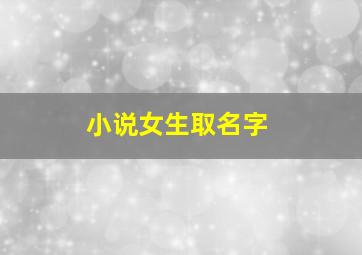 小说女生取名字