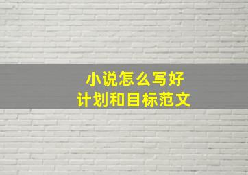 小说怎么写好计划和目标范文