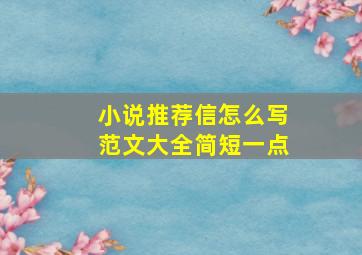 小说推荐信怎么写范文大全简短一点