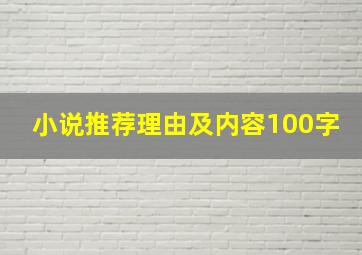 小说推荐理由及内容100字