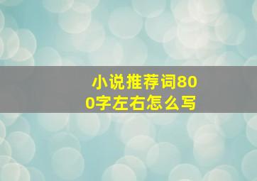 小说推荐词800字左右怎么写