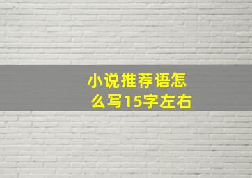 小说推荐语怎么写15字左右