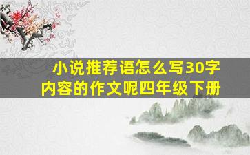 小说推荐语怎么写30字内容的作文呢四年级下册