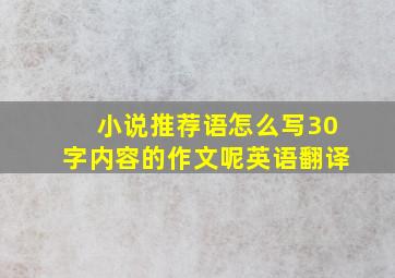 小说推荐语怎么写30字内容的作文呢英语翻译