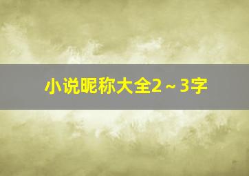 小说昵称大全2～3字