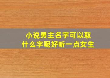 小说男主名字可以取什么字呢好听一点女生