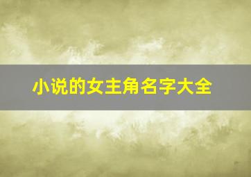 小说的女主角名字大全