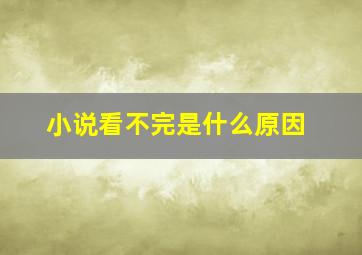 小说看不完是什么原因