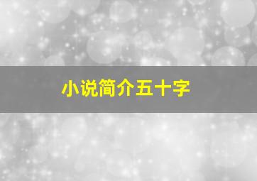 小说简介五十字