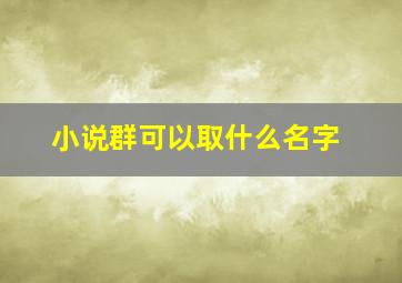 小说群可以取什么名字