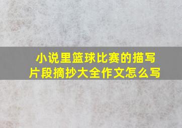 小说里篮球比赛的描写片段摘抄大全作文怎么写